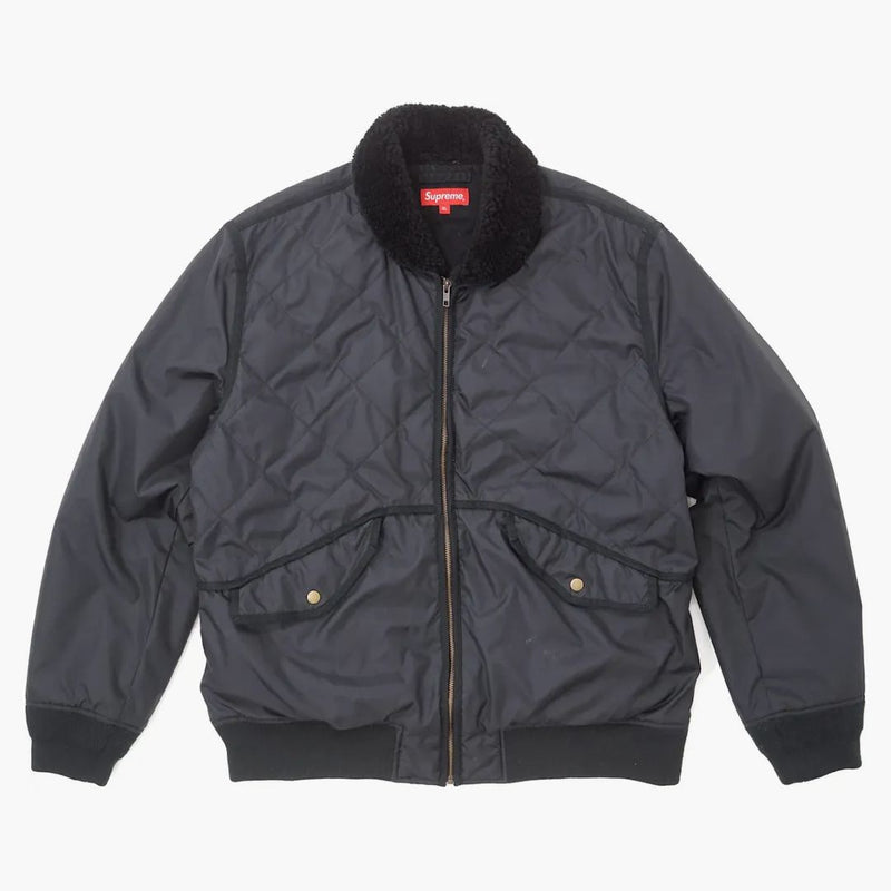 Giacca della petroliera in nylon trapuntata suprema nera