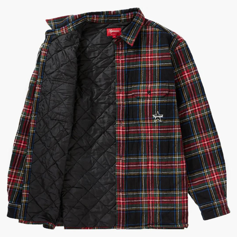 Supreme Quilted Plaid Flannel Shirt Black