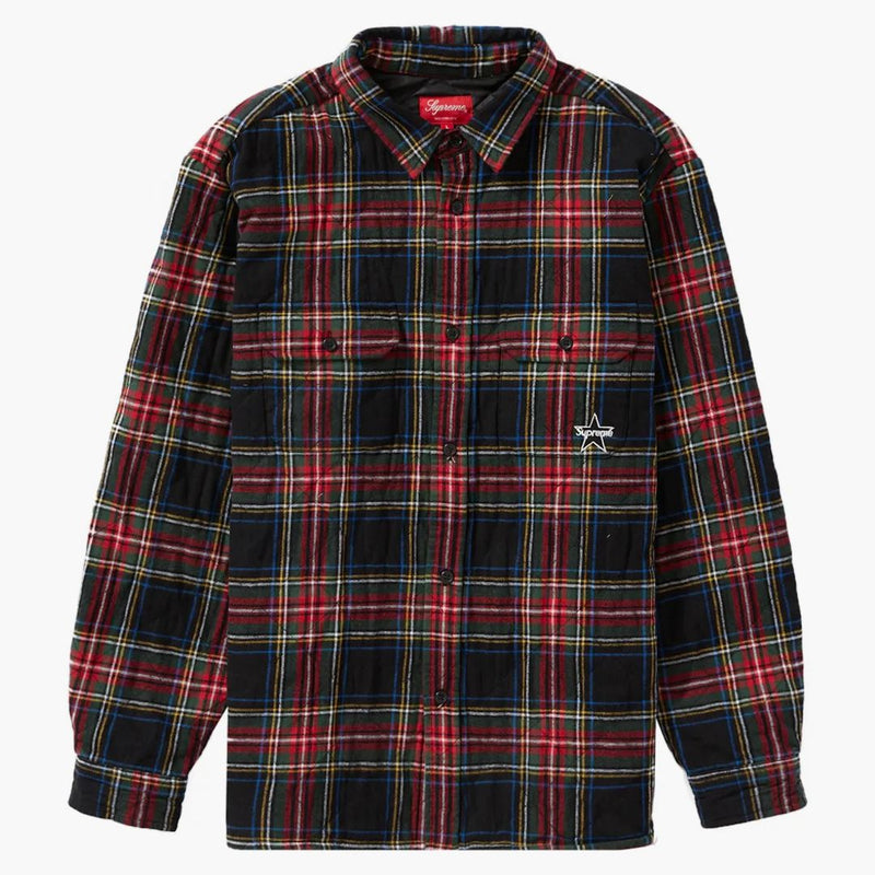 Supreme Quilted Plaid Flannel Shirt Black