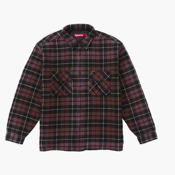 Supreme Quilted Plaid Shirt Grey