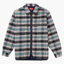 Supreme Quilted Plaid Zip Up Shirt Offwhite