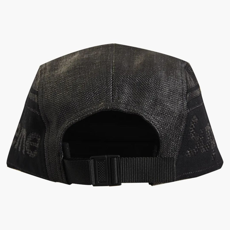 Nejvyšší raffia tkaný logo tábor čepice černá
