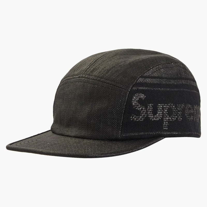 Nejvyšší raffia tkaný logo tábor čepice černá