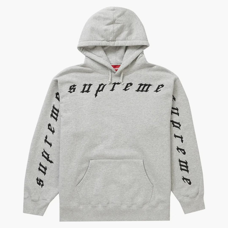 Nejvyšší zvednutá vyšívaná mikina s kapucí Heather Grey