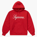 Supreme raised script hooded sweatshirt red