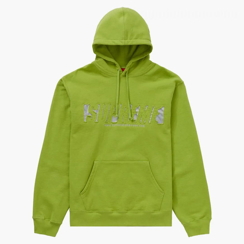 Supreme Reflective Cutout Hooded Sweatshirt Lime