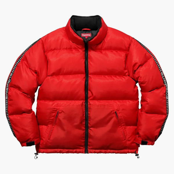 Supreme Reflective Sleeve Logo Puffy Jacket Red