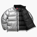 Supreme Reflective Sleeve Logo Puffy Jacket Silver