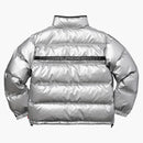 Supreme Reflective Sleeve Logo Puffy Jacket Silver