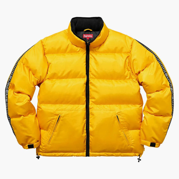 Supreme Reflective Sleeve Logo Puffy Jacket Yellow