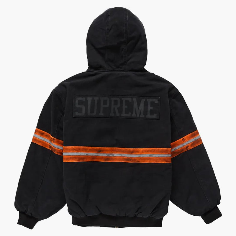 Supreme Reflective Stripe Hooded Work Jacket Black