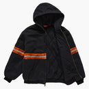 Giacca da lavoro con cappuccio con cappuccio a strisce riflettenti suprema nera