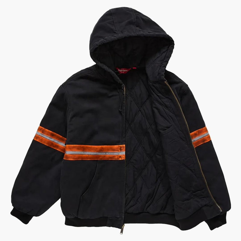 Supreme Reflective Stripe Hooded Work Jacket Black