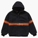 Giacca da lavoro con cappuccio con cappuccio a strisce riflettenti suprema nera