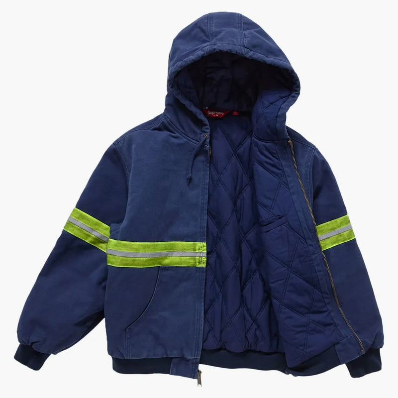 Giacca da lavoro con cappuccio con cappuccio a strisce riflettenti suprema navy