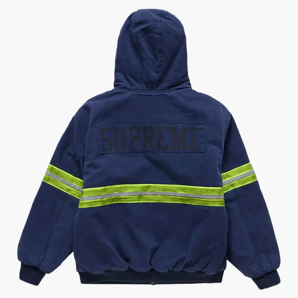 Giacca da lavoro con cappuccio con cappuccio a strisce riflettenti suprema navy