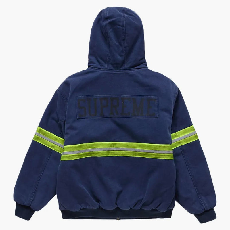 Giacca da lavoro con cappuccio con cappuccio a strisce riflettenti suprema navy