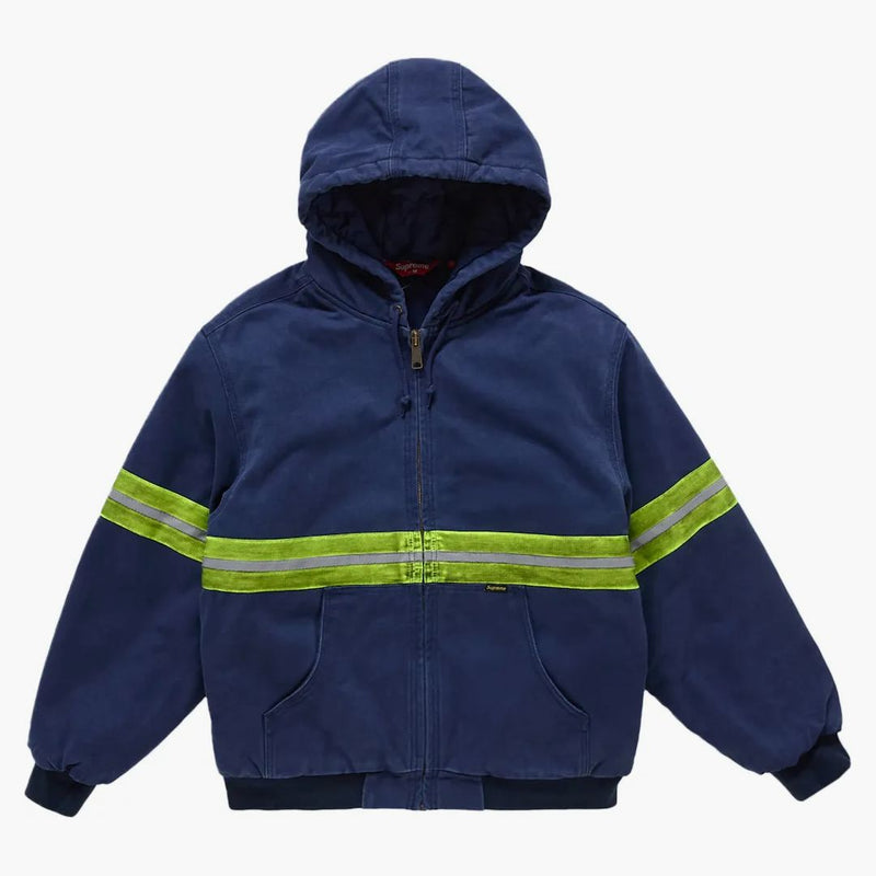 Giacca da lavoro con cappuccio con cappuccio a strisce riflettenti suprema navy