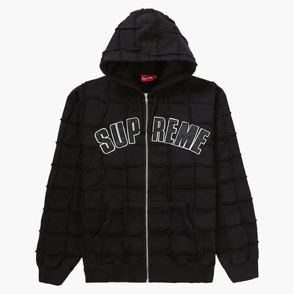 Supreme Reverse Patchwork Zip Up Hooded Sweatshirt Black