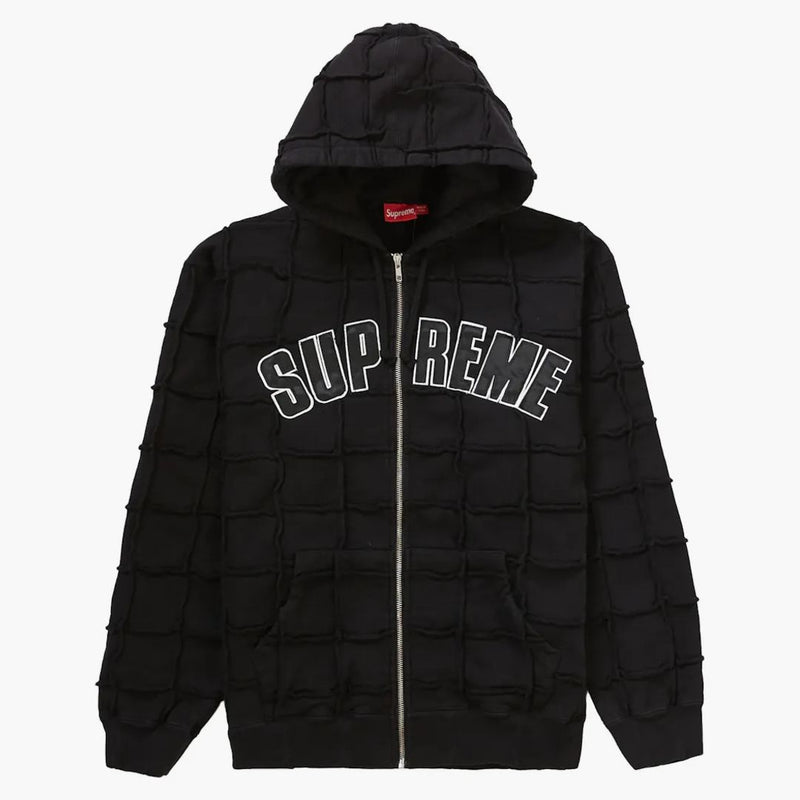 Supreme Reverse Patchwork Zip Up Hooded Sweatshirt Black