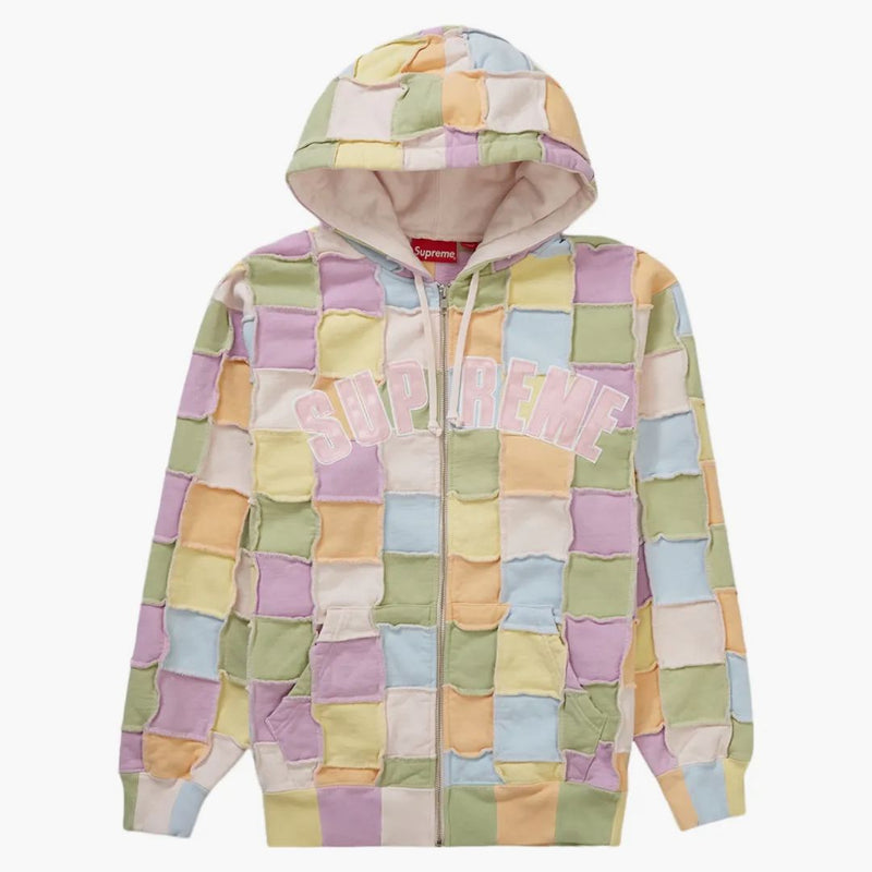 Nejvyšší reverzní patchwork Zip Up Mikina s kapucí Multicolor