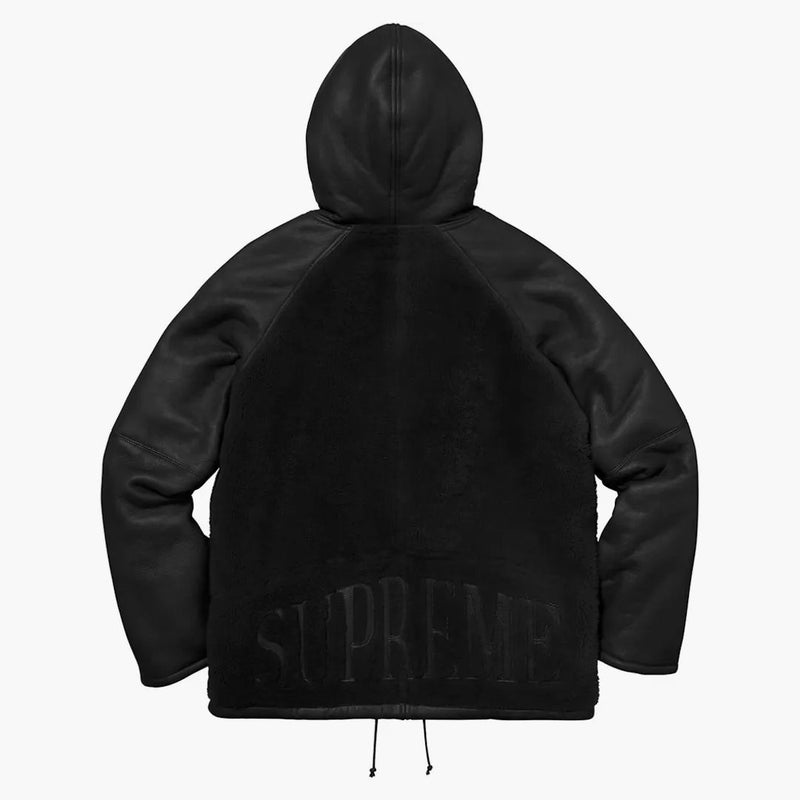 Supreme reversed shearling hooded jacket blacket blacket