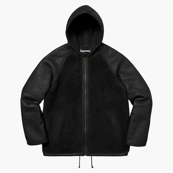 Supreme reversed shearling hooded jacket blacket blacket
