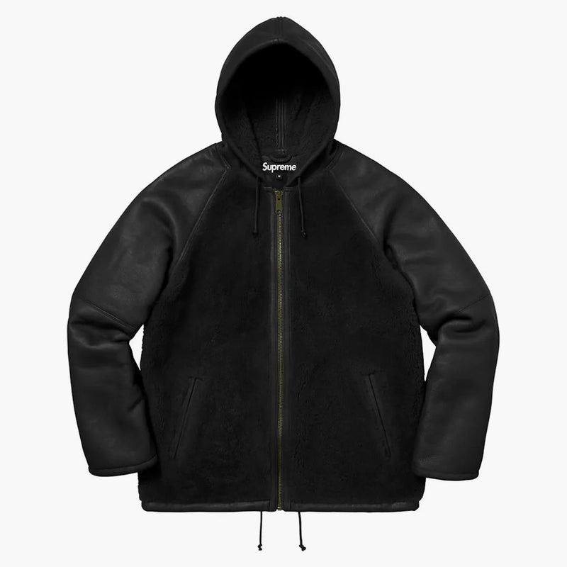 Supreme reversed shearling hooded jacket blacket blacket