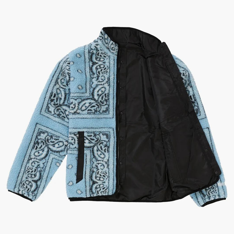 Giacca in pile di bandana reversibile suprema azzurro