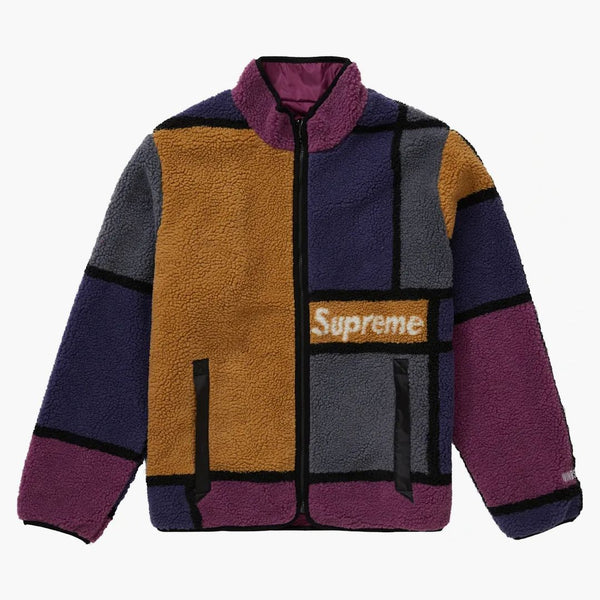 Supreme reversible colorblocked fleece jacket purple
