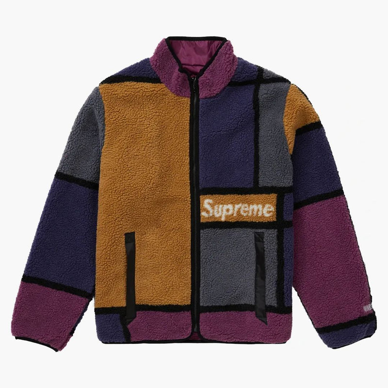 Supreme reversible colorblocked fleece jacket purple