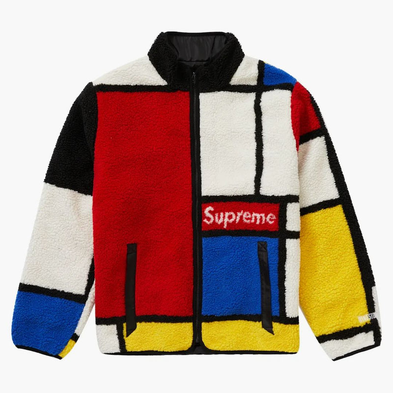 Supreme Reversible Colorblocked Fleece Jacket Red
