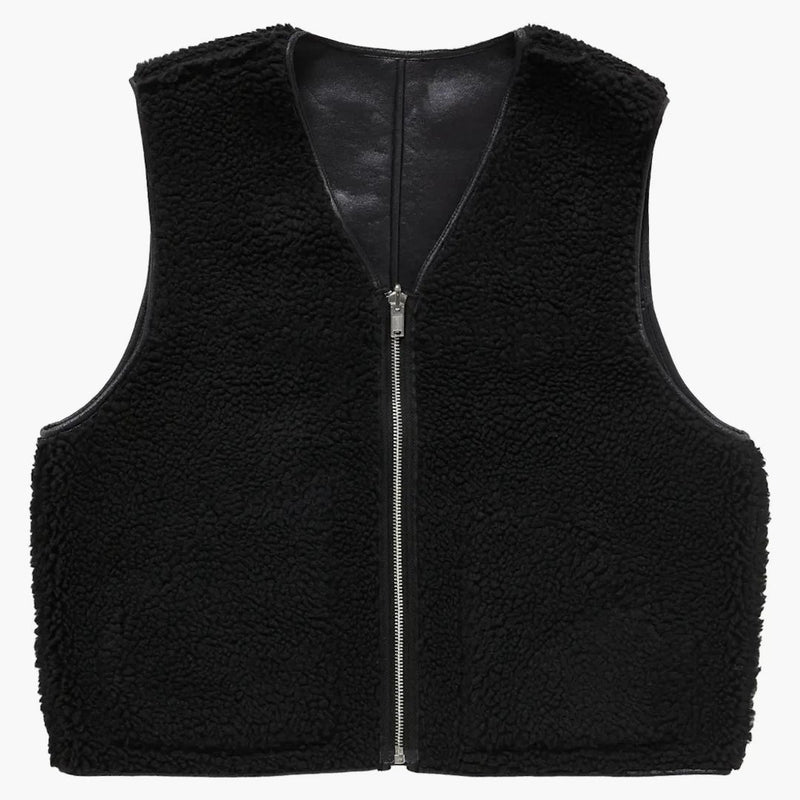 Supreme Reversible Faux Shearling Work Vest Black