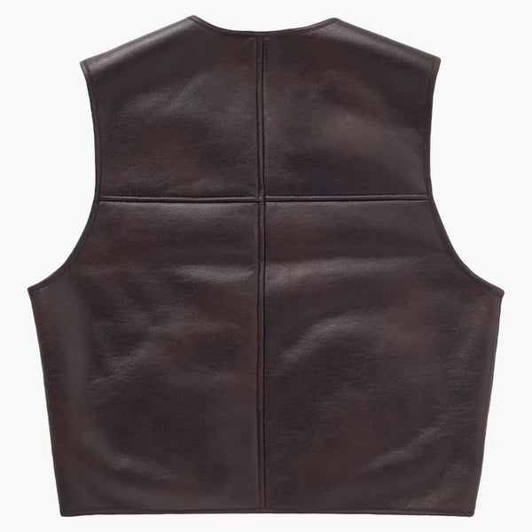 Supreme Reversible Faux Shearling Work Vest Brown