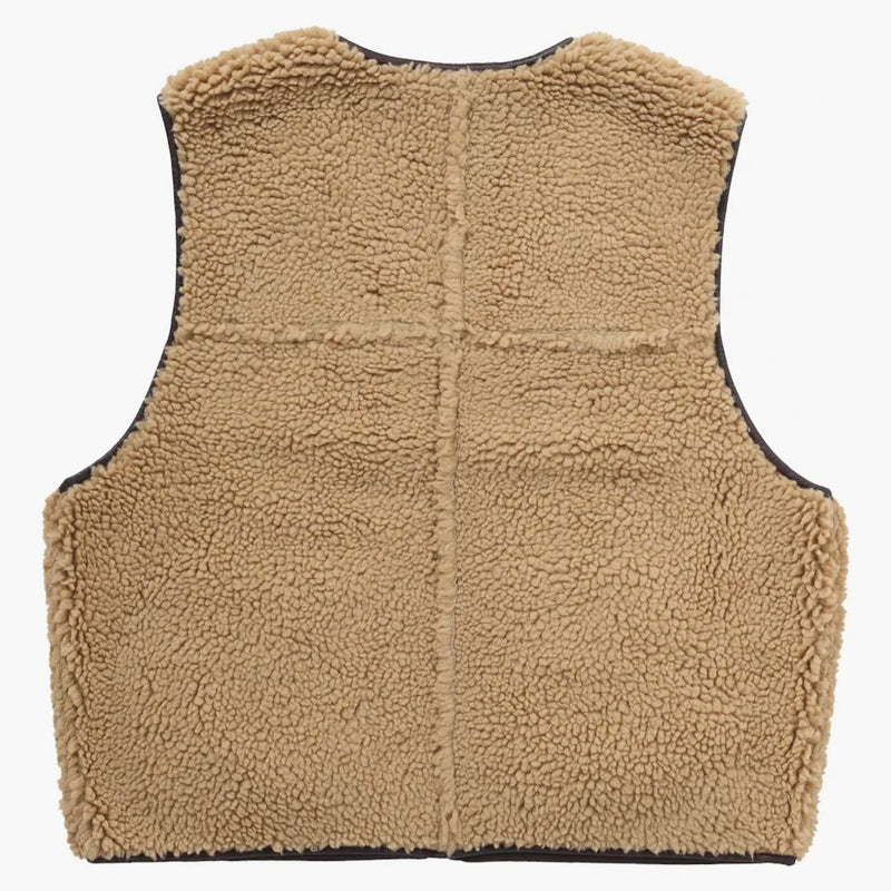 Supreme Reversible Faux Shearling Work Vest Brown