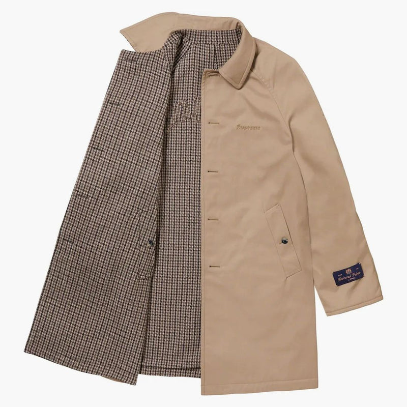 Nejvyšší reverzibilní Houndstooth Overcoat Tan
