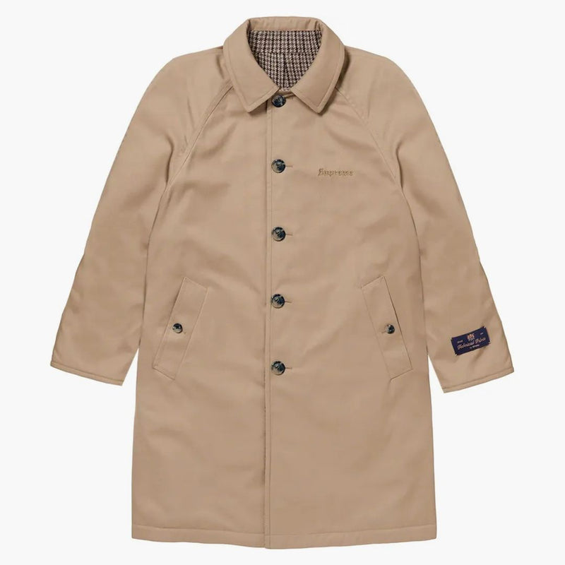 Nejvyšší reverzibilní Houndstooth Overcoat Tan