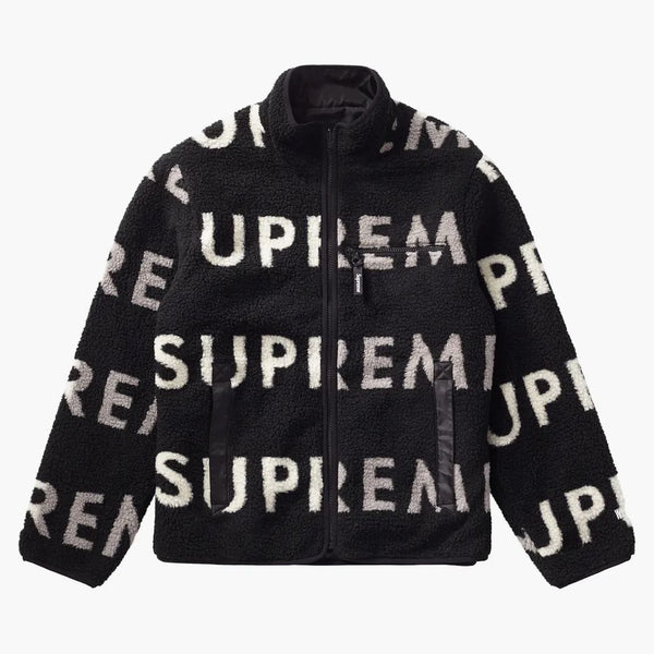 Giacca pile suprema reversibile logo nero