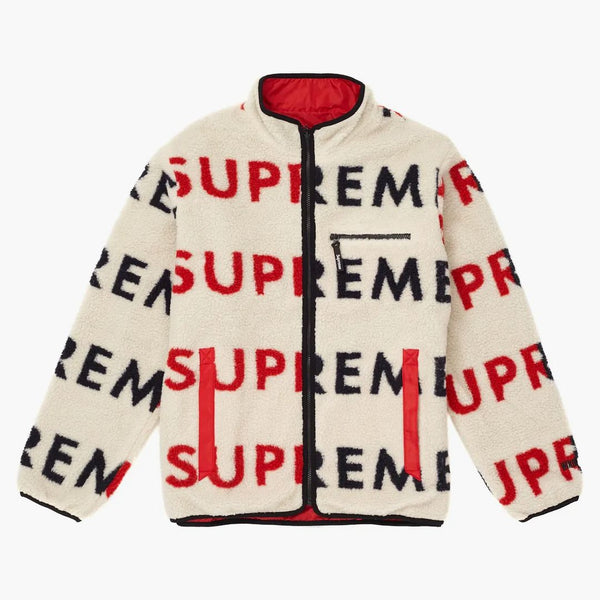 Supreme reversible logo fleece jacket natural