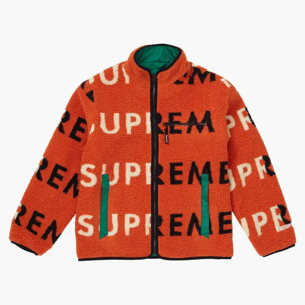 Supreme reversible logo fleece jacket orange