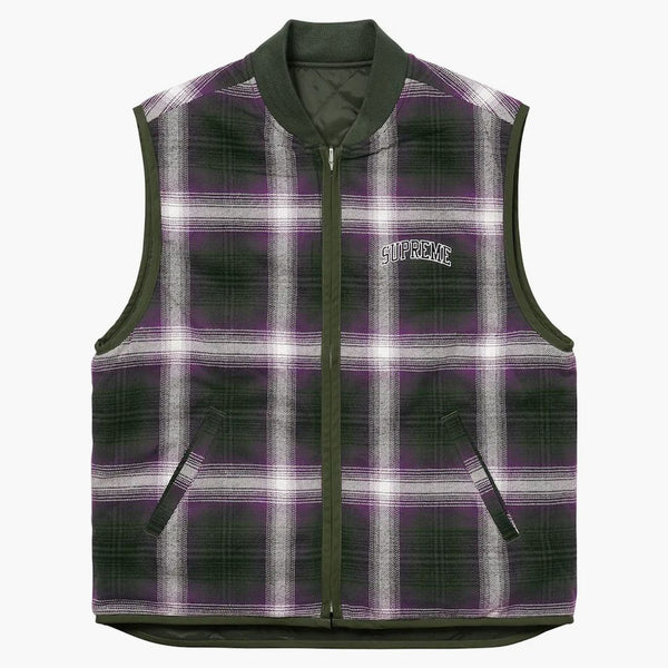 Supreme Reversible Shadow Plaid Vest Dark Green