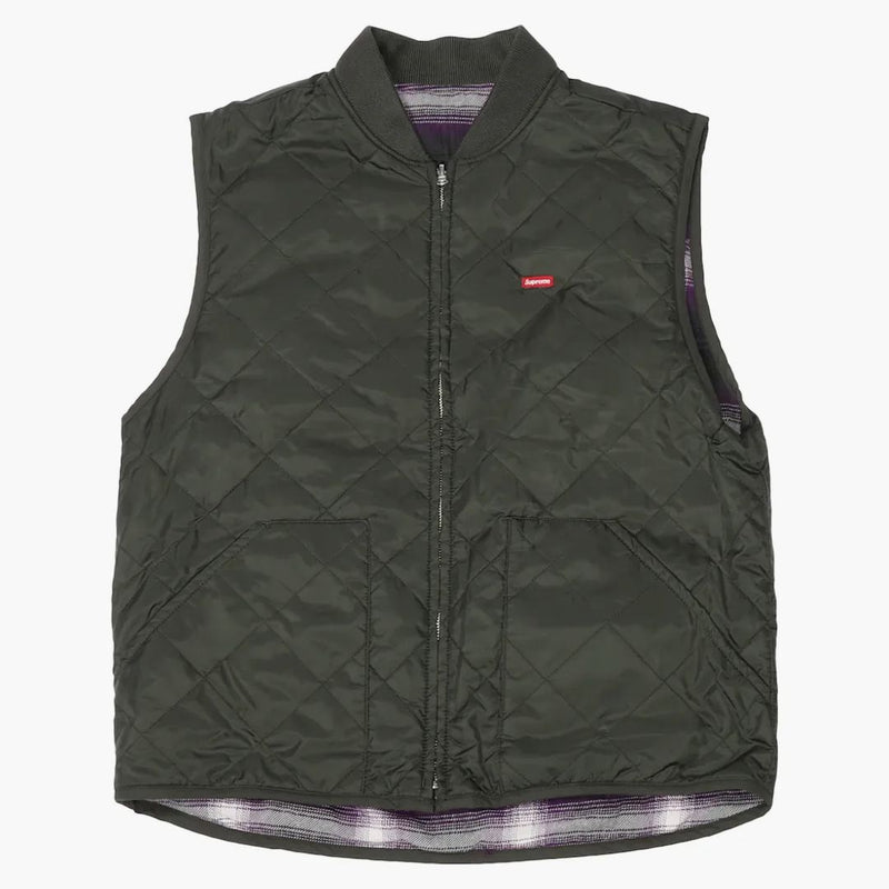 Supreme Reversible Shadow Plaid Vest Dark Green