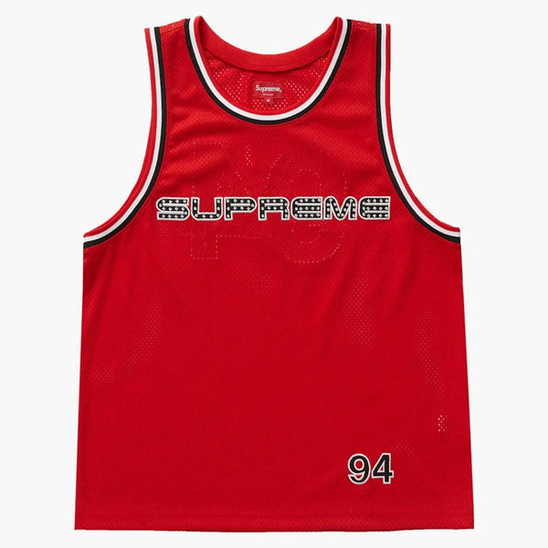 Supreme Rhinestone Basketball Jersey Red