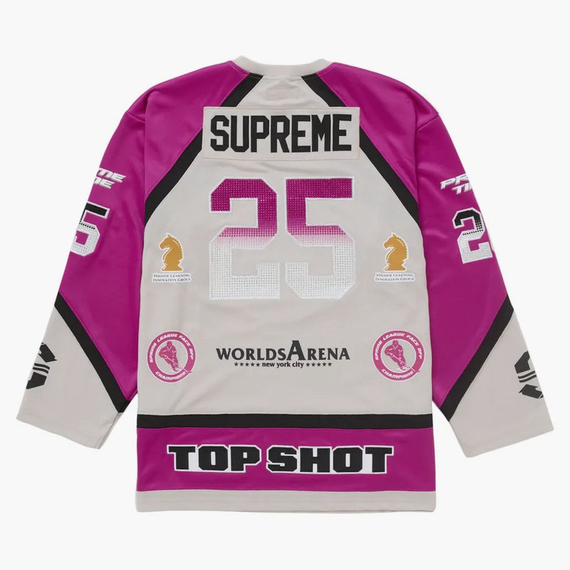 Jersey Hockey Rhinestone supremo bianco