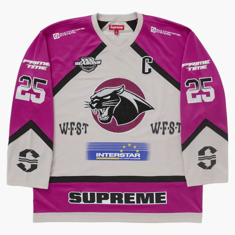 Jersey Hockey Rhinestone supremo bianco