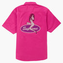 Supreme Rhinestone Pin Up S/s Work Shirt Fuchsia