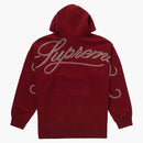 Supreme Rhinestone Script Hooded Sweatshirt Cardinal