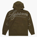 Supreme Rhinestone Script Hooded Sweatshirt Dark Olive