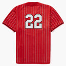 Supreme Rhinestone Stripe Baseball Jersey Red