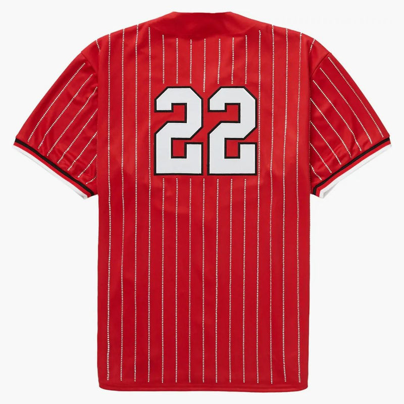 Nejvyšší drahokamový pruh baseballový dres červená